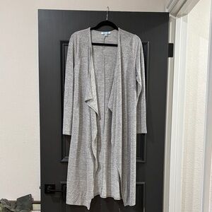 Elegant Light Gray Open Front Cardigan